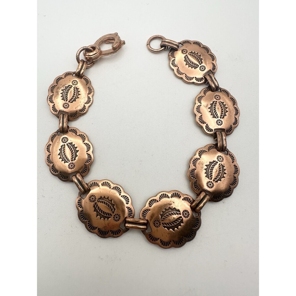 Southwest Copper Concho Bracelet by Sunrise Copper 7.5”